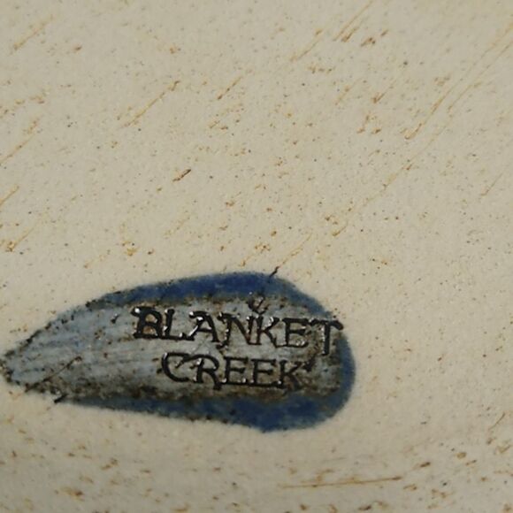 Vibrant Blue and Gold Handcrafted Stoneware Berry Bowl from Blanket Creek - Picture 6 of 8